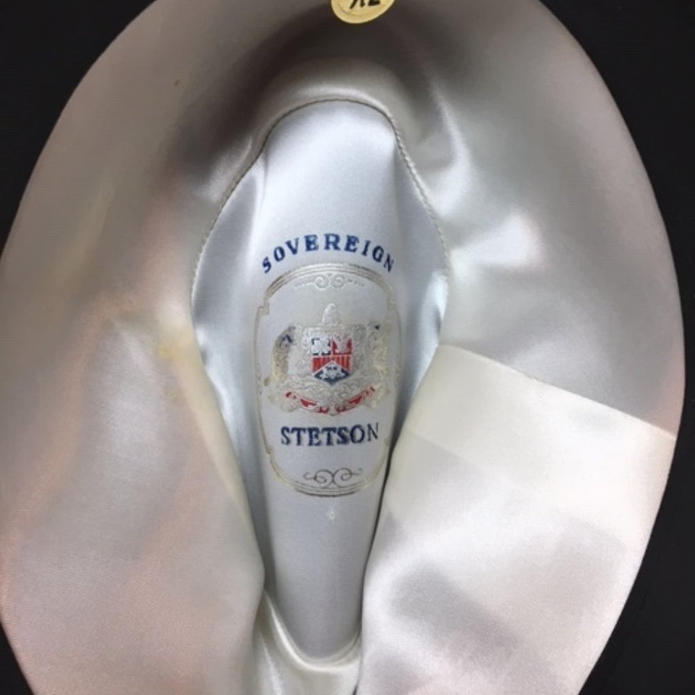 RARE Vintage STETSON Sovereign Gray Felt Fur Fedora Hat - Picture 10 of 16